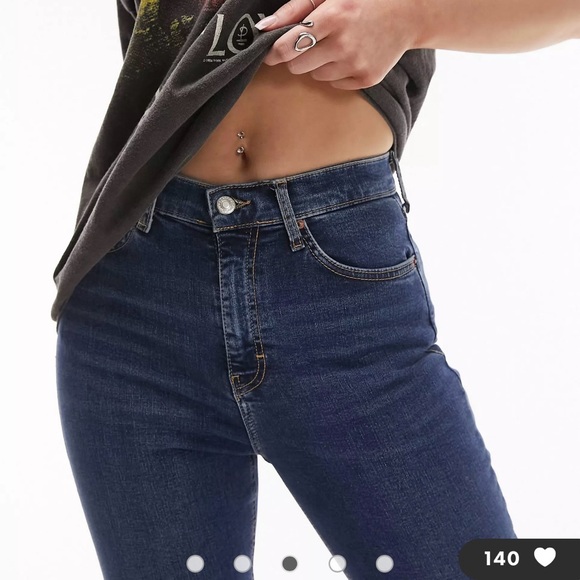 Topshop Jamie High Waisted Jeans in Rich Blue - Picture 2 of 10